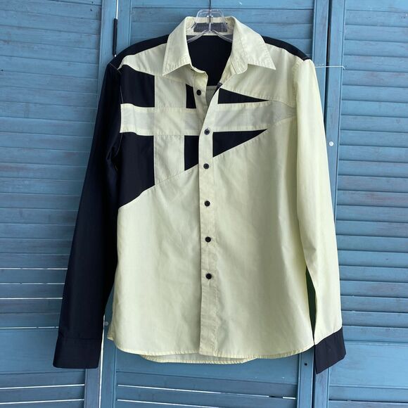 Jeansian Button Up Collared Shirt ~ Sz S ~ Long Sleeve ~ Green & Black - Picture 1 of 3